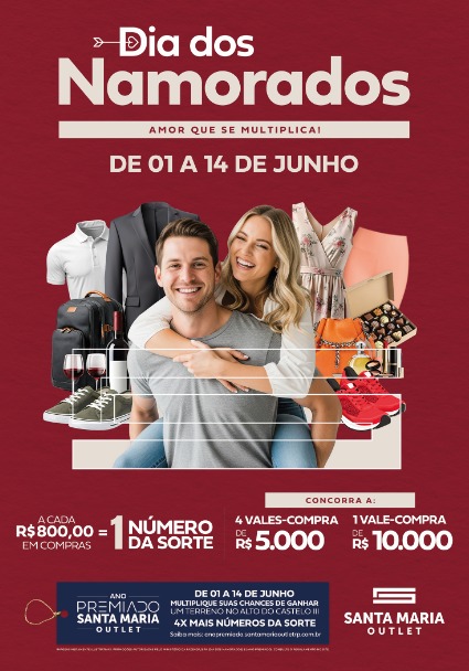 Campanha de Dia dos Namorados do Santa Maria Outlet 2026 | Crédito: Divulgação